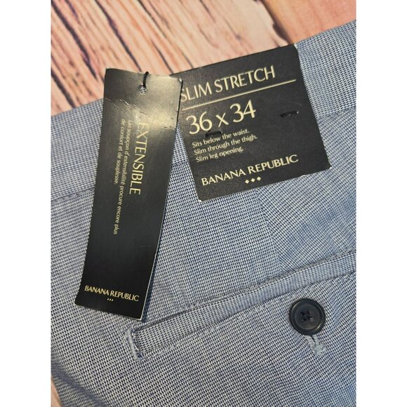 Banana Republic Mens Slim Stretch Pants 36x34 Blue Slim Fit NWT - Picture 6 of 9